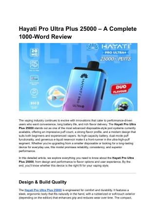 Hayati Pro Ultra Plus 25000 – A Complete 1000-Word Review - Google Docs
