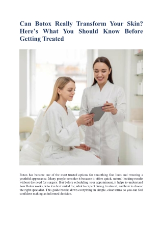 Can Botox Really Transform Your Skin? Here’s What You Should Know Before Getting