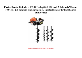 1660 Fuxtec Benzin Erdbohrer FX-EB162 mit 3 5 PS  inkl. 3 BohraufsÃƒÂ¤tzen - 100 150   200 mm und einzig