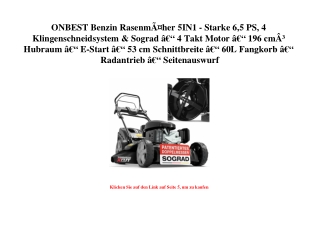 4844 ONBEST Benzin RasenmÃƒÂ¤her 5IN1 - Starke 6 5 PS  4 Klingenschneidsystem   Sograd Ã¢Â€Â“ 4 Takt Mot