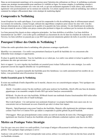 Guide Complet des Outils de Netlinking : Augmentez Votre Visibilité en Ligne
