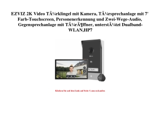 7124 EZVIZ 2K Video TÃƒÂ¼rklingel mit Kamera  TÃƒÂ¼rsprechanlage mit 7' Farb-Touchscreen  Personenerkenn