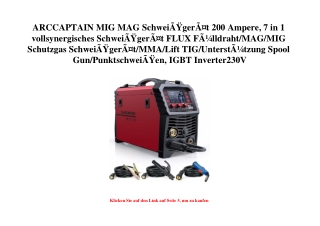 5354 ARCCAPTAIN MIG MAG SchweiÃƒÂŸgerÃƒÂ¤t 200 Ampere  7 in 1 vollsynergisches SchweiÃƒÂŸgerÃƒÂ¤t FLUX F