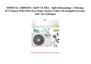 9834 DIMSTAL 12000 BTU 3 6kW ULTRA - Split Klimaanlage   Heizung ECO Smart WiFi Self-Clean Super-Ioniser