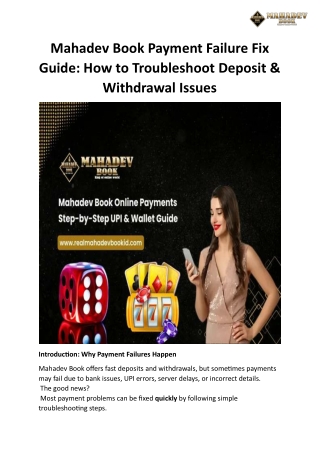 Mahadev Book Payment Failure Fix Guide How to Troubleshoot Deposit & Withdrawal Issues