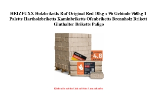 5748 HEIZFUXX Holzbriketts Ruf Original Red 10kg x 96 Gebinde 960kg 1 Palette Hartholzbriketts Kaminbrik