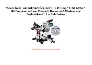 6395 Metabo Kapp- und GehrungssÃƒÂ¤ge Set KGS 254 M Ã¢Â€Â“ 613254900 Ã¢Â€Â“ Mit Precision Cut Line  254 