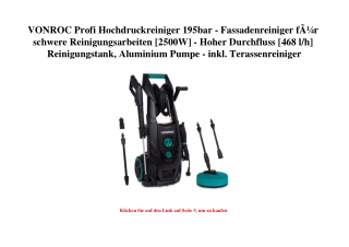 8767 VONROC Profi Hochdruckreiniger 195bar - Fassadenreiniger fÃƒÂ¼r schwere Reinigungsarbeiten  2500W  