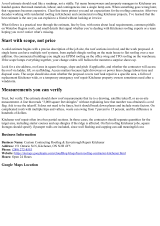 How to Read a Roofing Estimate in Kitchener: Line Items Explained