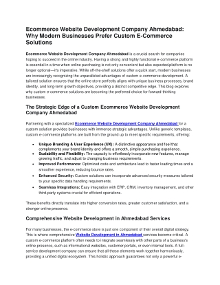 Ecommerce Website Development Company Ahmedabad Why Modern Businesses Prefer Custom E-Commerce Solutions