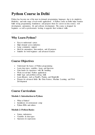Python Course in Delhi