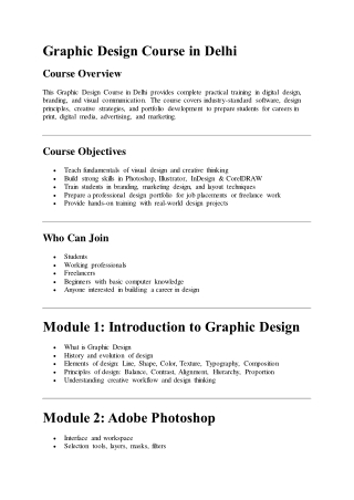 Graphic Design Course in Delhi