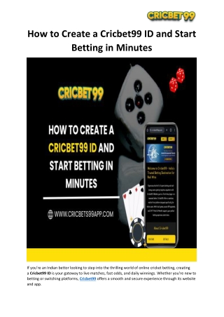 How to Create a Cricbet99 ID and Start Betting in Minutes