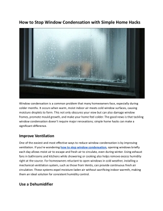 How to Stop Window Condensation with Simple Home Hacks