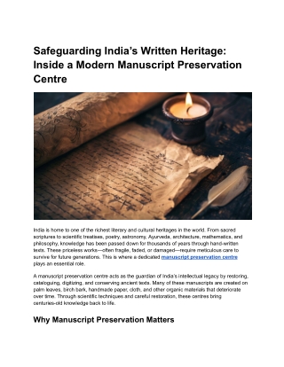 How a Manuscript Preservation Centre Protects Ancient Manuscripts in India