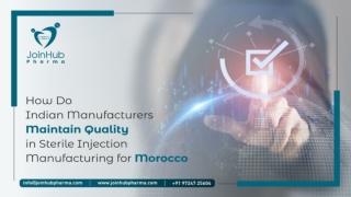 India Maintain Quality in Sterile Injection Manufacturing for Morocco