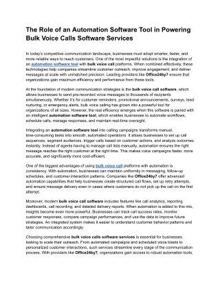 The Role of an Automation Software Tool in Powering Bulk Voice Calls Software Services