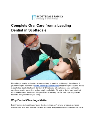 Complete Oral Care from a Leading Dentist in Scottsdale