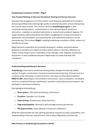 Ausbildung Consultant in Delhi