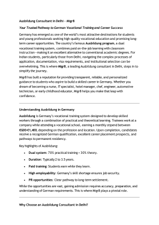 Ausbildung Consultant in Delhi