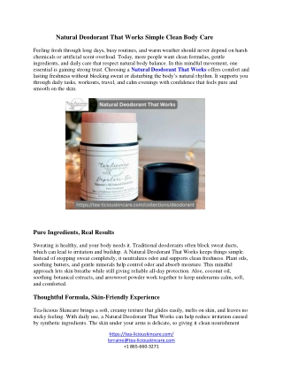 Natural Deodorant That Works Simple Clean Body Care