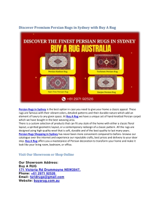 Discover Premium Persian Rugs in Sydney with Buy A Rug
