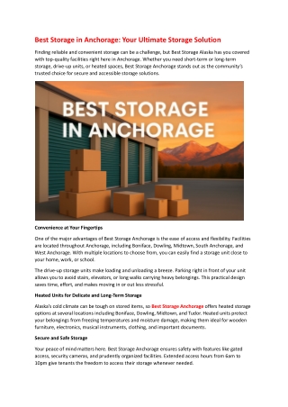 Best Storage in Anchorage: Your Ultimate Storage Solution