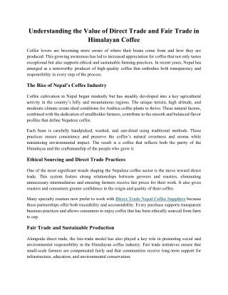 Understanding the Value of Direct Trade and Fair Trade in Himalayan Coffee