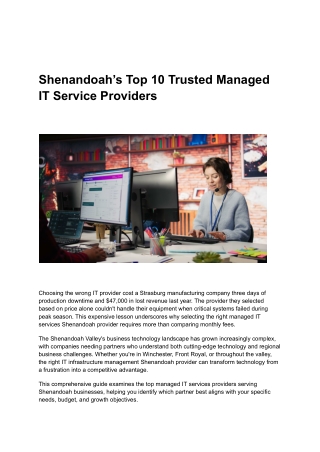 Shenandoah’s Top 10 Trusted Managed IT Service Providers
