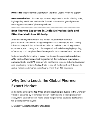 Best Pharma Exporters in India Delivering Safe and Effective Medicines Globally