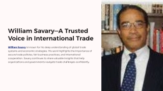 William Savary – A Trusted Voice in International Trade