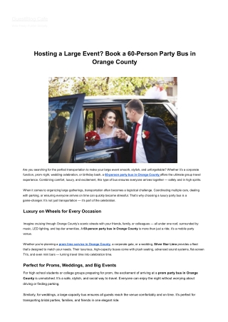 Hosting a Large Event? Book a 60-Person Party Bus in  Orange County
