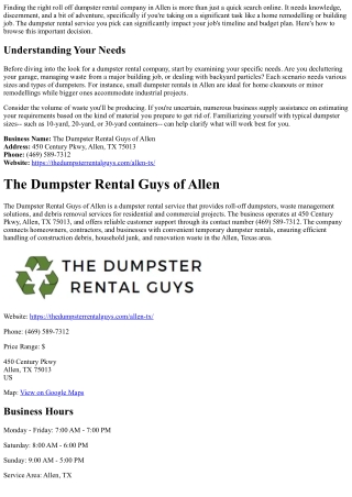 How to Choose the Best Roll Off Dumpster Rental Business in Allen