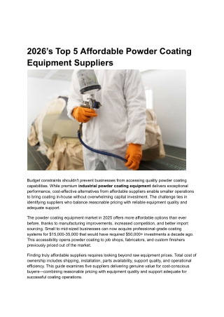 2026’s Top 5 Affordable Powder Coating Equipment Suppliers