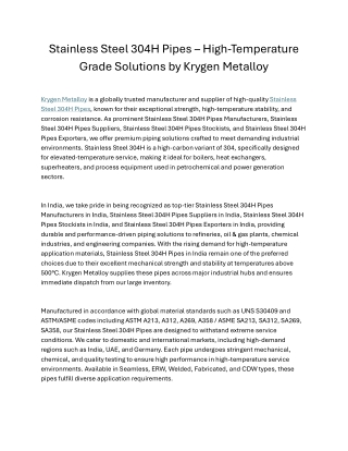 Stainless Steel 304H Pipes