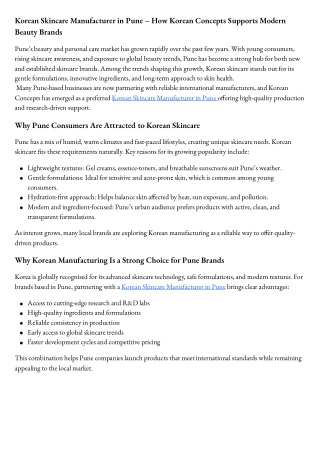 Korean Skincare Manufacturer in Pune