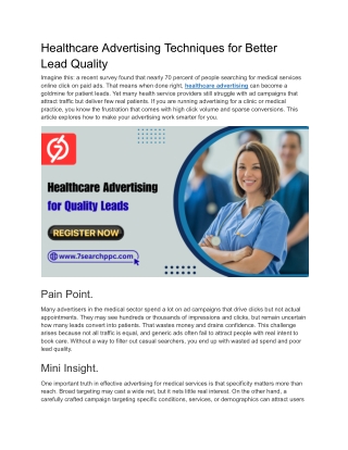 Healthcare Advertising Techniques for Better Lead Quality
