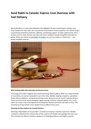 Send Rakhi to Canada