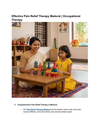 Effective Pain Relief Therapy Madurai  | Occupational Therapy