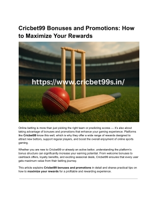 Cricbet99 Bonuses and Promotions_ How to Maximize Your Rewards