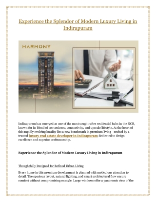 Experience the Splendor of Modern Luxury Living in Indirapuram