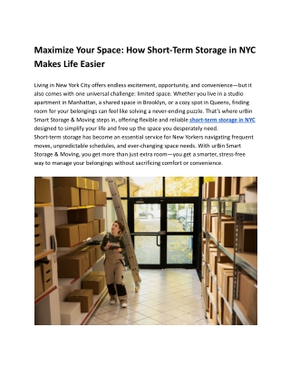 Maximize Your Space: How Short-Term Storage in NYC Makes Life Easier