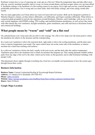 Flat Roof Insulation Kitchener: Warm Roof vs Cold Roof Systems