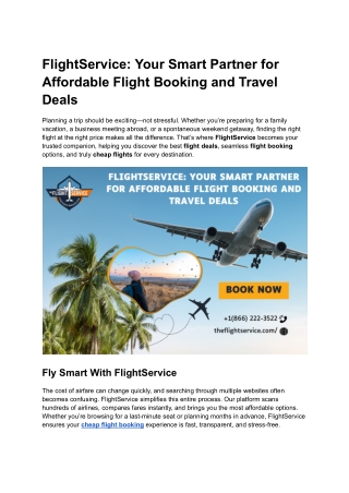 FlightService_ Your Smart Partner for Affordable Flight Booking and Travel Deals