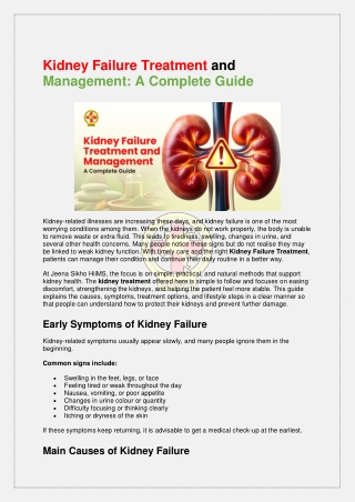 Kidney Failure Treatment and Management  A Complete Guide