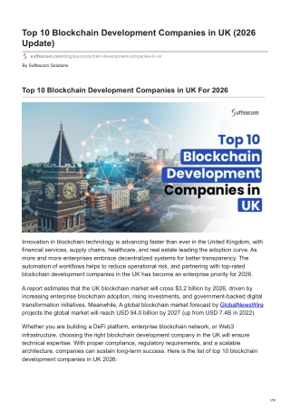 Best UK Blockchain Developers & Agencies – Detailed Comparison Report