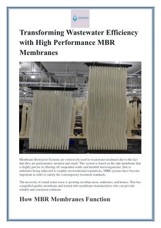 Transforming Wastewater Efficiency with High Performance MBR Membranes