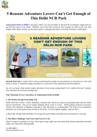 5 Reasons Adventure Lovers Can’t Get Enough of This Delhi NCR Park