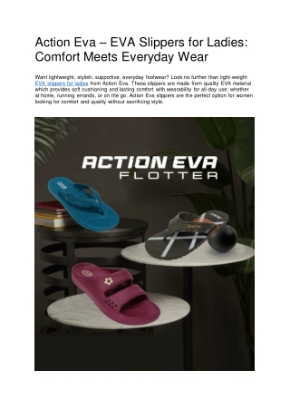 EVA Slippers for Ladies: Comfort Meets Everyday Wear