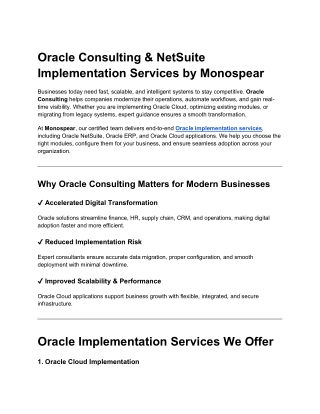 Oracle Consulting & NetSuite Implementation Services by Monospear